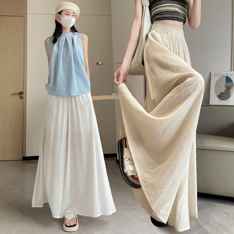 Apricot Cotton and Linen Yamamoto Pants Skirt for Women Spring and Summer High-End Chiffon A-Line Skirt Guangzhou 13 Lines Miu Long Skirt