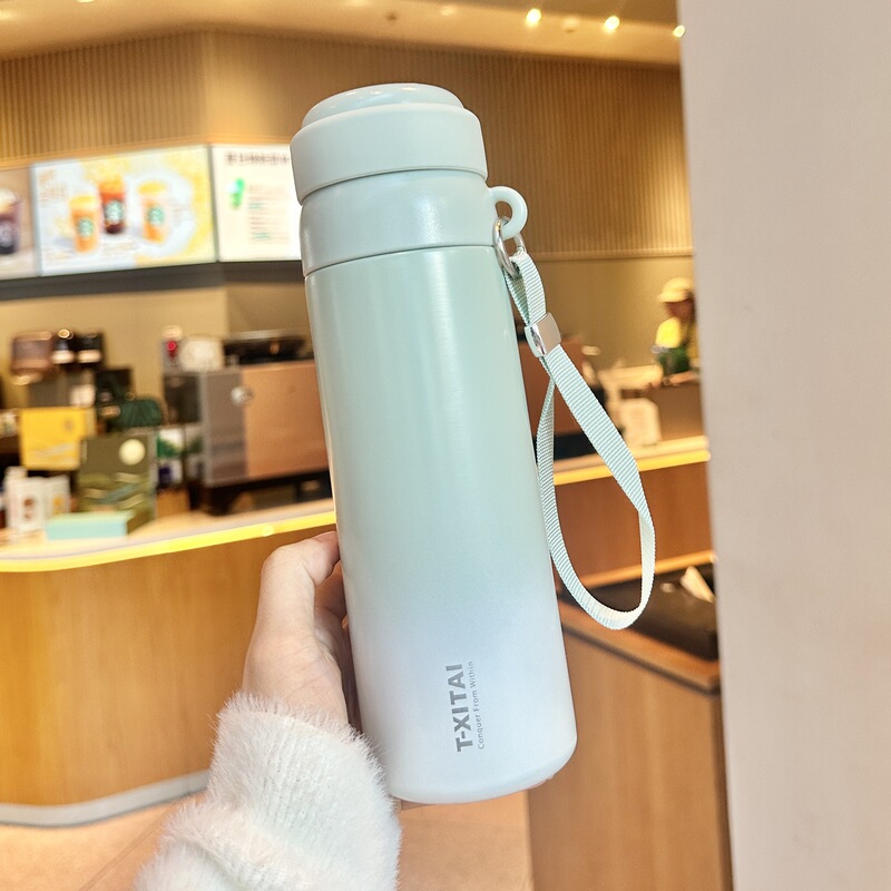 商务时尚保温杯女生带吸管式高颜值保冷新款水杯316不锈钢便杯子|undefined