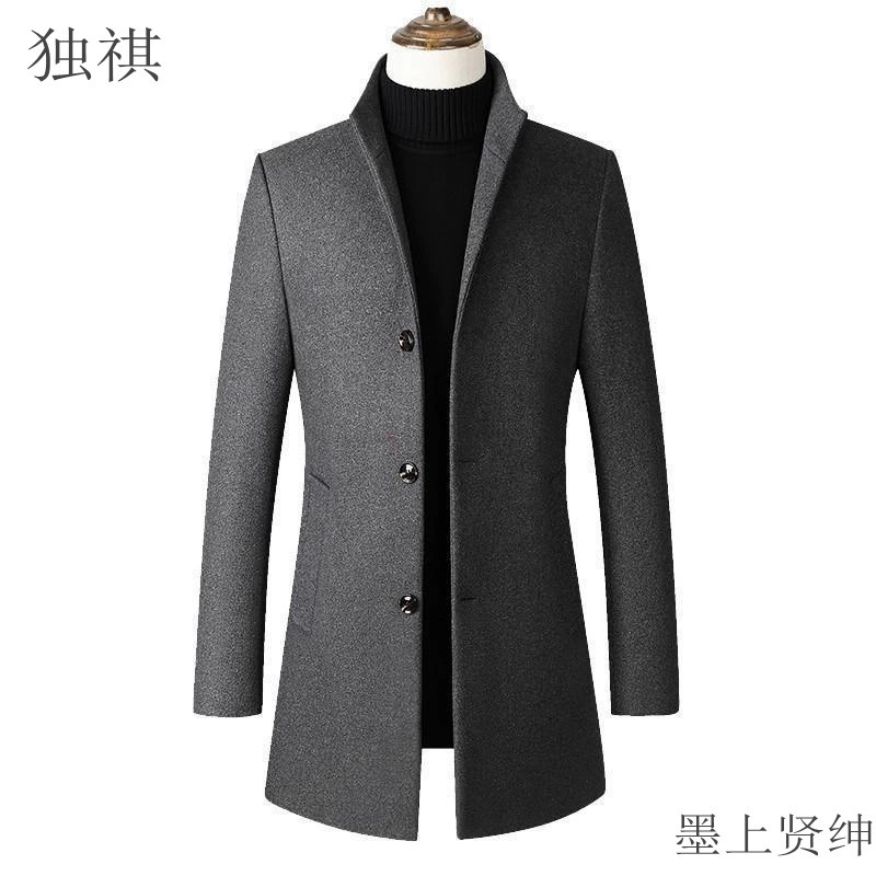 2023 осень и зима мужское шерстяное пальто средней и длинной английской куртки