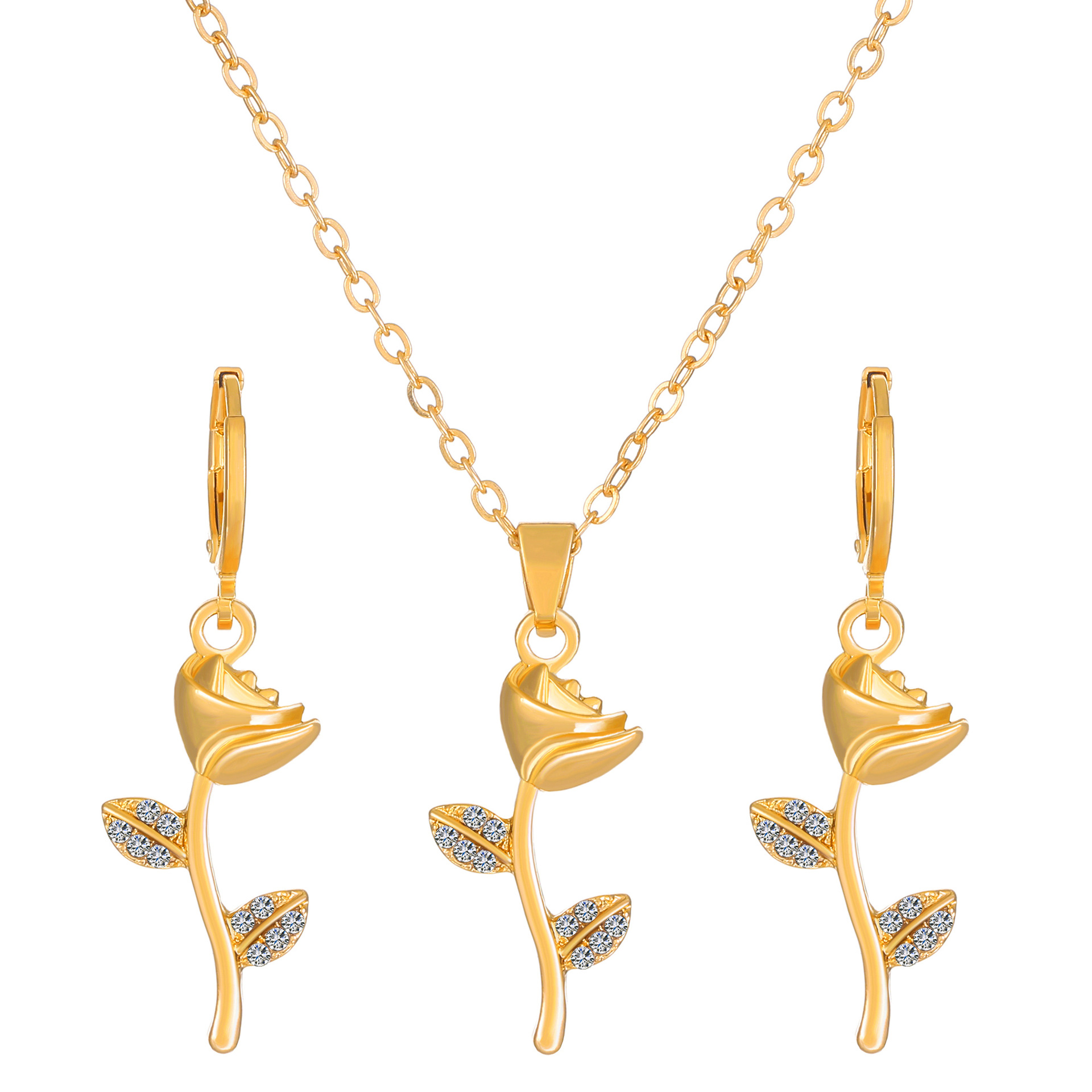 Transfronterizo europeo y americano Venta caliente joyería traje personalidad femenina diamante aleación corona mariposa collar pendientes traje ins moda