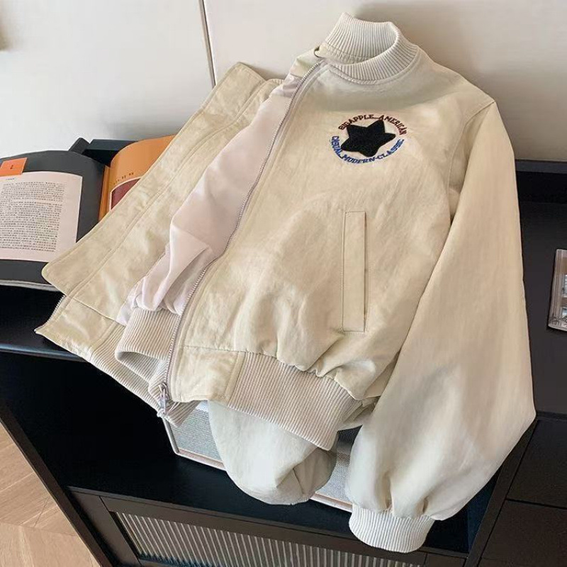 アメリカレトロ刺繍野球服コート女性春2025新型デザイン感がゆったりしています。|undefined