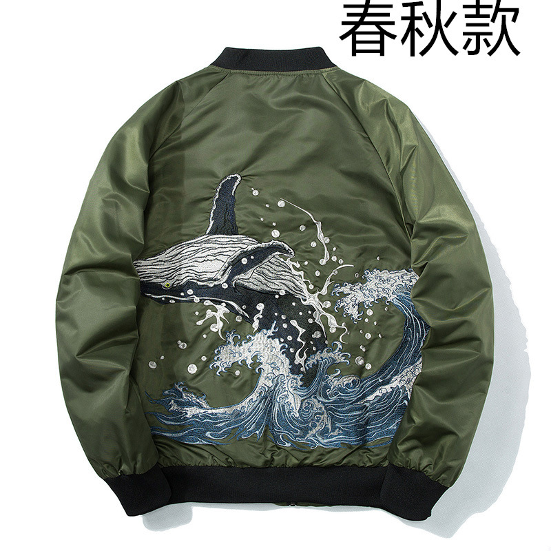 Primavera nuevos hombres chaqueta bordada japonesa retro moda marca béisbol uniforme chaqueta superior