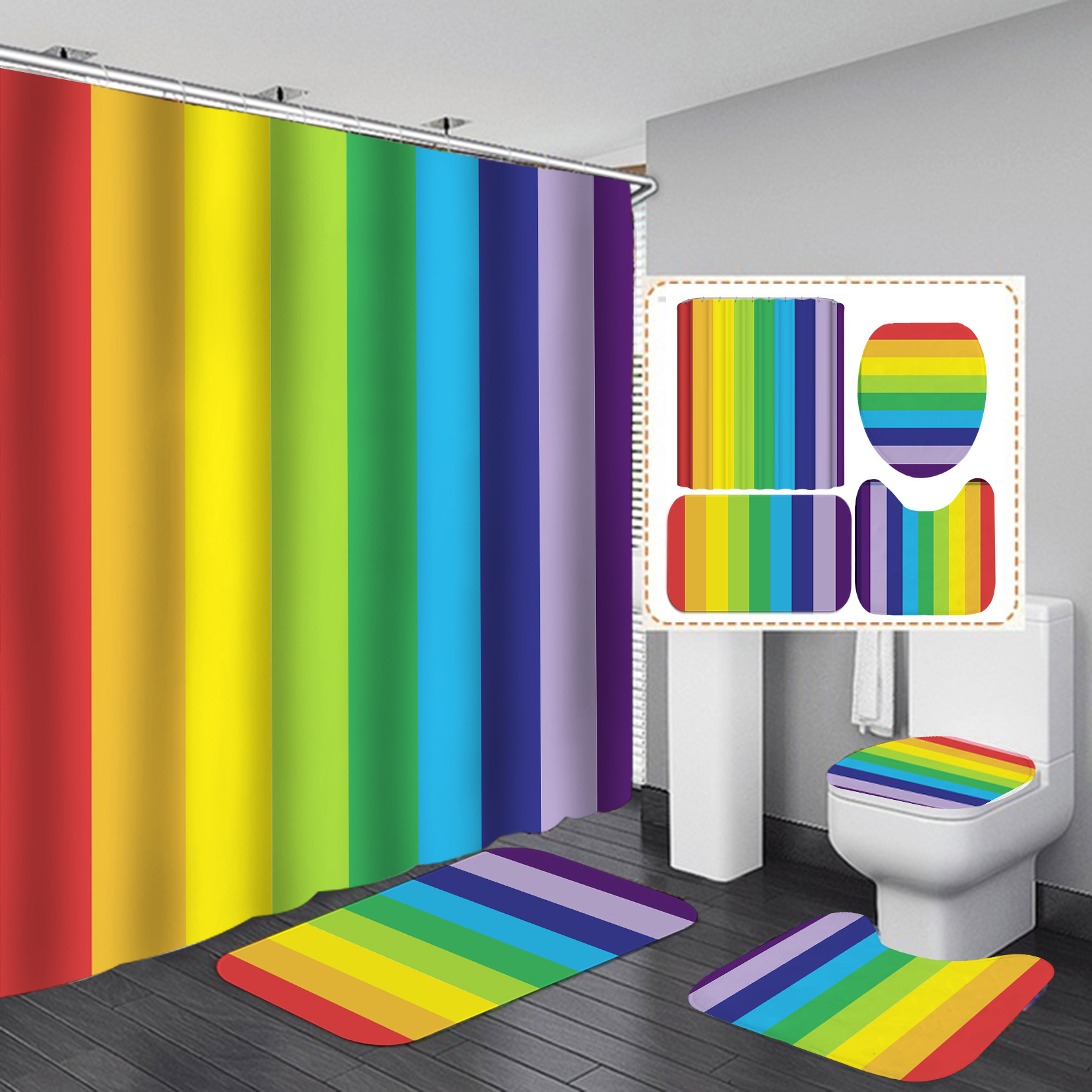Comercio electrónico transfronterizo Venta caliente Impresión digital Impermeable Poliéster Baño Cortina de ducha Cortina de suministro directo de fábrica al por mayor