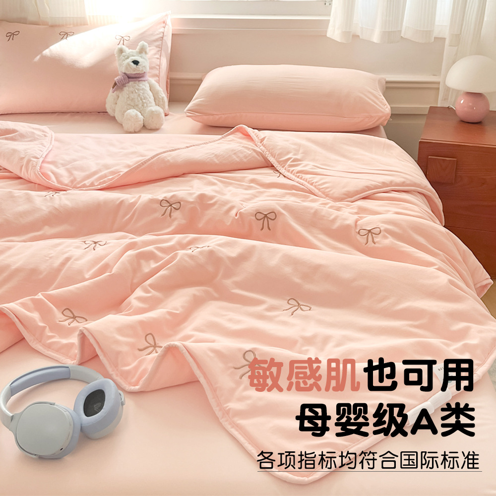 Verano nuevo estilo Clase A algodón lavado bordado edredón de verano edredón fresco de verano dormitorio individual y doble colcha fina lavable a máquina edredón de aire acondicionado
