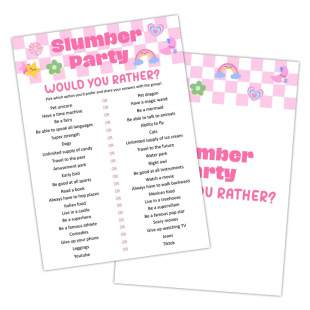 Cross-Border Pajamas Sleep Party Game Card Girl Birthday Overnight Party Gift Card Bridal Shower Supplies