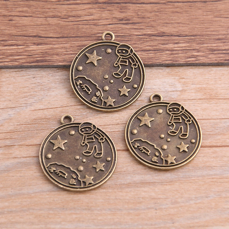 Metal accessory with accessories, pendant, space astronaut, 2 colors, handmade