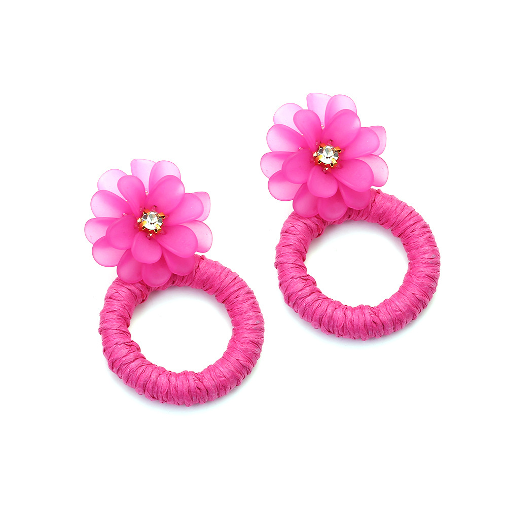 Casual Simple Style Flower Raffia Resin Women's Drop Earrings 1 Pair display picture 8