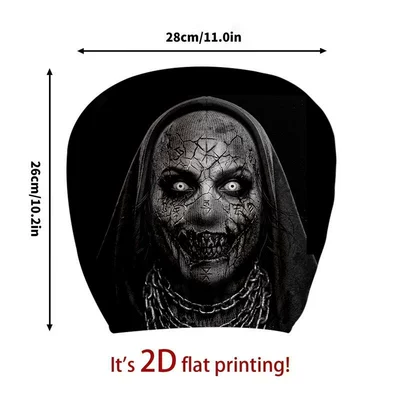 Female Ghost and Skull Print, Customizable with, Universal seat cover - 09-double-sided-printing-1pc-26cm28cm
