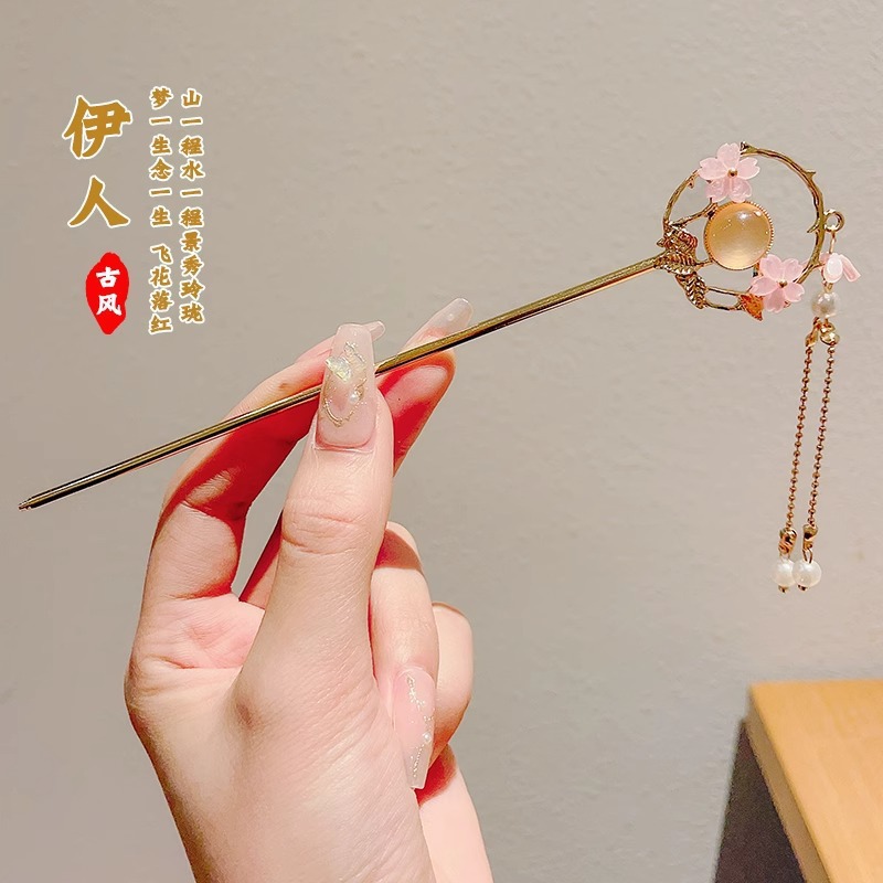 Flores chinas retrógradas flange paso agitando pinzas de cabello de mujer elegante ropa de estilo chino pinzas de cabello de cabello de cabeza trasera pinzas de cabello