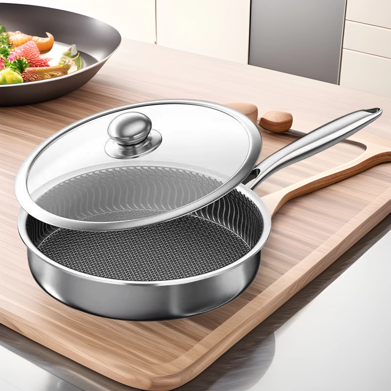 Сковорода из нержавеющей стали 316L вок сковорода с антипригарным покрытием омлет стейк сковорода с двусторонним экраном бытовая коммерческая подарочная работа