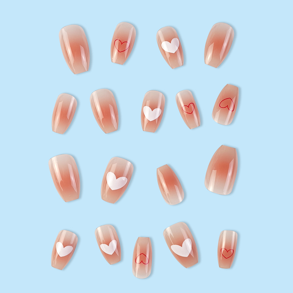 Ventas transfronterizas calientes parches de uñas dulces polvo desnudo gradiente suave atmósfera de manicure encantador adornos de amor para usar uñas