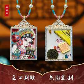 4×5扎基拉姆五爷黄财观音真金电镀铜壳唐卡嘎乌盒吊坠厂家批发