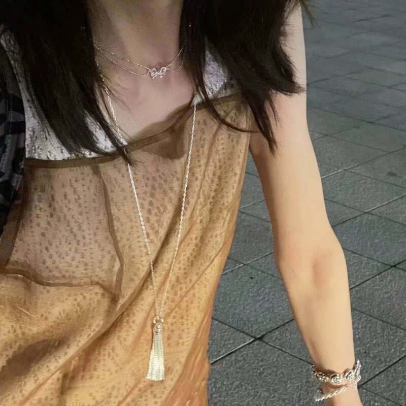 Ins blogger with long tassel pendant necklace niche design high-end fashion simple all-match sweater chain Ins blogger with long tassel pendant necklace niche design high-end fashion simple all-match sweater chain