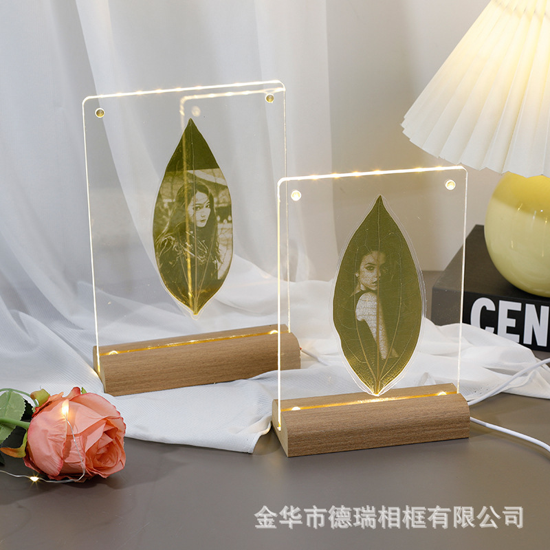 Leaf carving transparent picture frame hanging wall ins postcard photo frame A4 poster display stand 7 inch acrylic photo frame table