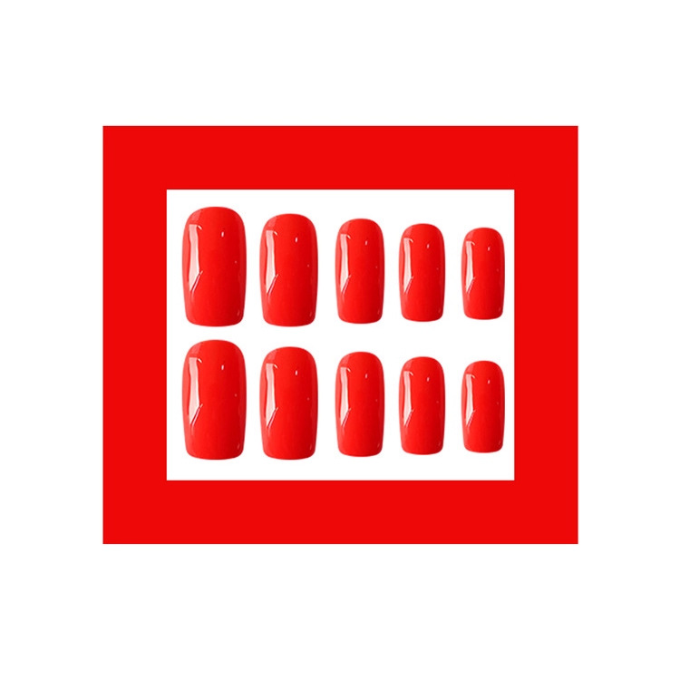 Color rojo sólido largo parche de uñas cuadradas productos terminados de uñas para usar 24 piezas de uñas puras para uñas
