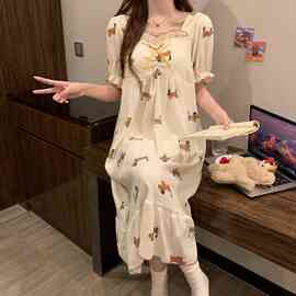 源头工厂2026年夏季新款睡衣女性感舒适吊带睡裙套装家居服云朵