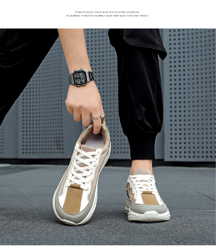 Giày thể thao nam mũi rộng thoáng lưới, giày chạy bộ tập gym ngoài trời form rộng, gót 3–5 cm — 2602 màu kaki, 2602 màu đen chi tiết 12