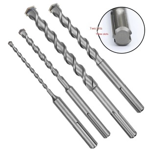 Hole round shank percussion drill with two pits and two grooves electric hammer concrete through-wall electric hammer drill bit
