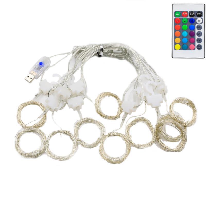 Amazon nueva cortina de luz de la secuencia de Navidad 16 color USB alambre de cobre de color de luz LED de control remoto RGB cortina de alambre de cobre Cadena de luz