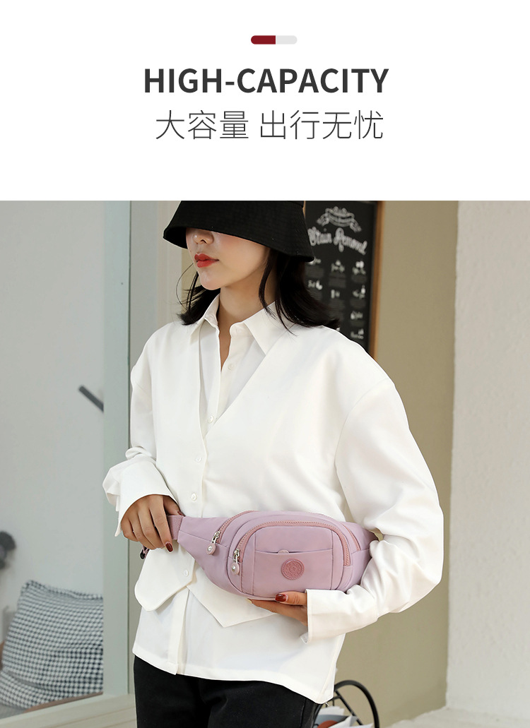Women's casual crossbody bag, fashionable and versatile sports single-shoulder waist bag, nylon water-resistant cross-border wholesale and consignment undefined