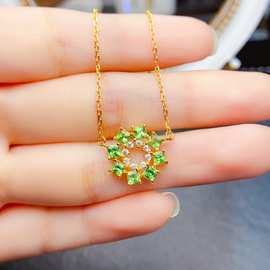 跨境专供天然沙弗莱925项链轻奢小3*3mm项链配饰女工厂批发