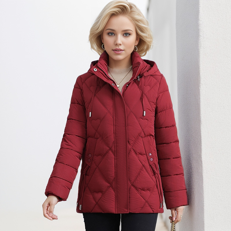 Women's Clothing Large size hooded winter mother's new fashion cotton coat warm middle aged slim short Warm jacket cotton coat_voghion.com