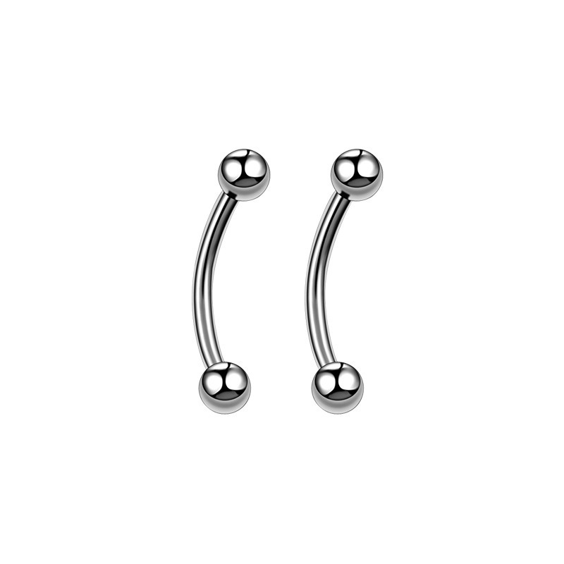 F136 Titanium Alloy Double-Headed External Thread Curved Barbell Ball Eyebrow Nail Tongue Nail Eyebrow Ring Ear Bone Nail G23 Piercing Jewelry detail image 5