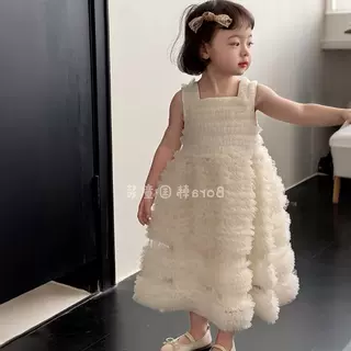 女童连衣裙儿童夏装2025新款白色洋气蓬蓬公主裙宝宝生日裙子礼服