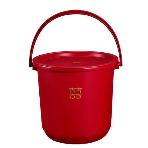 Happy bucket moving round dowry bucket moving into the house wedding red plastic bucket thickened happy red bucket wholesale