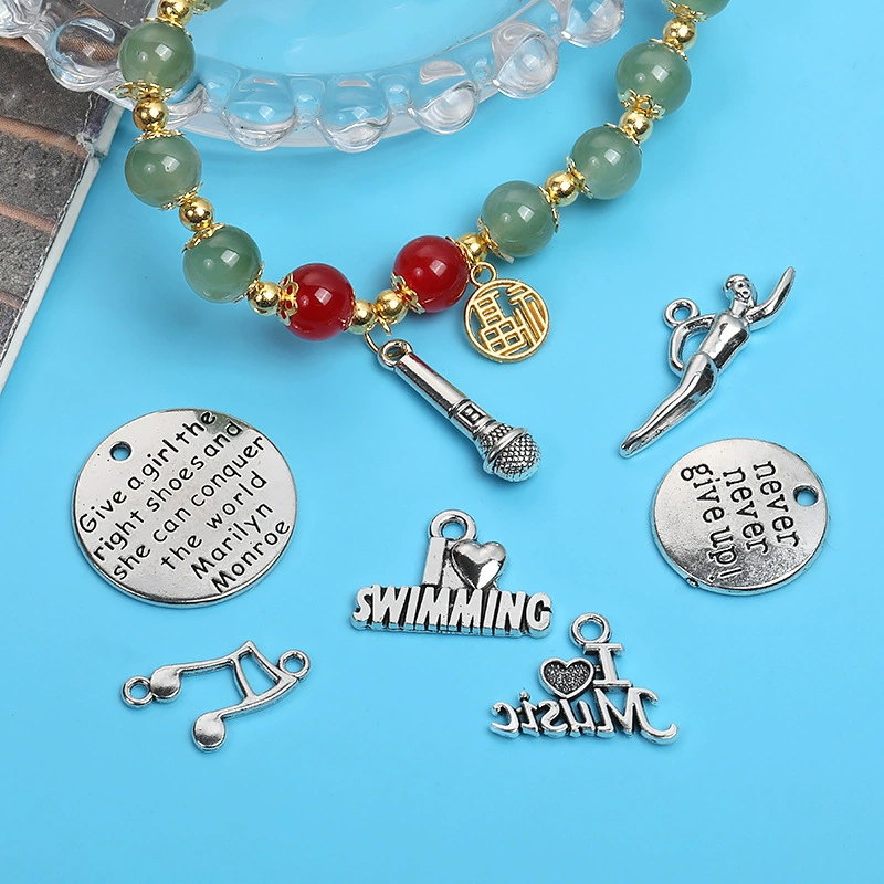 Аксессуары для украшений из цинкового сплава DIY: микрофон, музыка, бейдж для плавания, именная бирка, хит продаж для трансграничной торговли ZAKKA