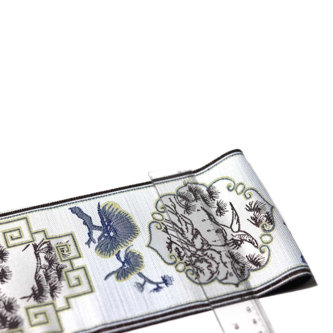 Encaje decorativo de 12 cm de ancho con diseño de paisaje y grullas al estilo chino, para ropa, cuellos, cinturones y artesanías de té.