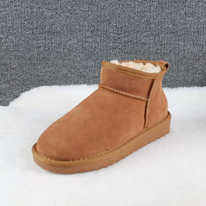 批发2025新款阿雨时尚短筒牛皮短靴加绒加厚防滑棉鞋子桑坡斜口靴