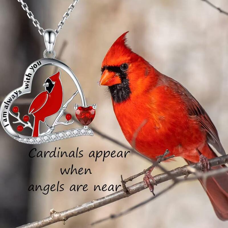 Amazon's New Cross-Border Wish Red Bird Parrot Heart-Shaped Pendant Heart Necklace Christmas Gift Amazon's New Cross-Border Wish Red Bird Parrot Heart-Shaped Pendant Heart Necklace Christmas Gift