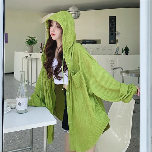 Women's Long-Sleeve Sun Protection Shirt - Autumn 2025 New Arrival, Versatile Medium Length Loose Open Hooded Sweatshirt