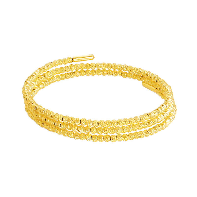 Nuevo estilo de celebridad en línea pulsera de oro Sansheng Sanshi cuentas láser discoteca saltando cuentas pulsera de múltiples capas recuperación de memoria extensible