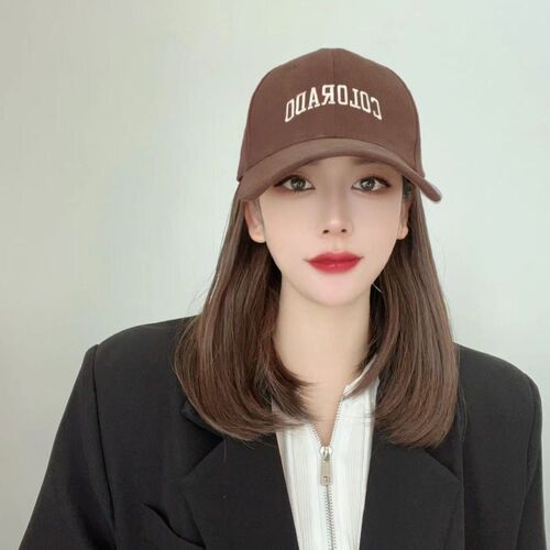 One-piece wig cap for women, summer baseball cap, inner flip, collarbone hair can be tied, full headset of realistic hair, popular item.