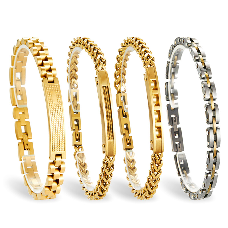 New cross-border European and American fashion jewelry wholesale bracelet 18K gold-plated titanium steel watch with men's bracelet