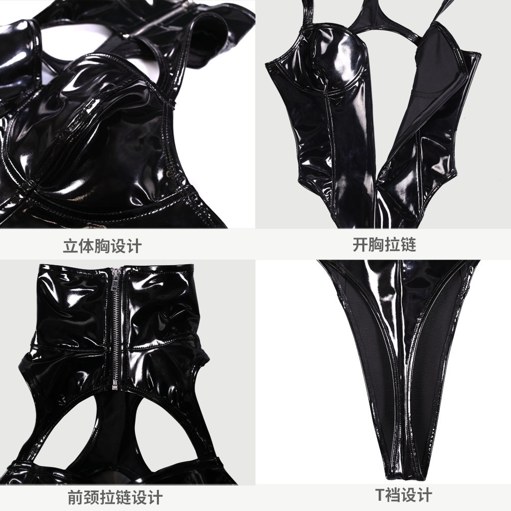 Fajas de una pieza de corte bajo tridimensional sexy de látex de amoníaco GB60 Anime COSPLAY club nocturno de alta apertura apretado de una pieza