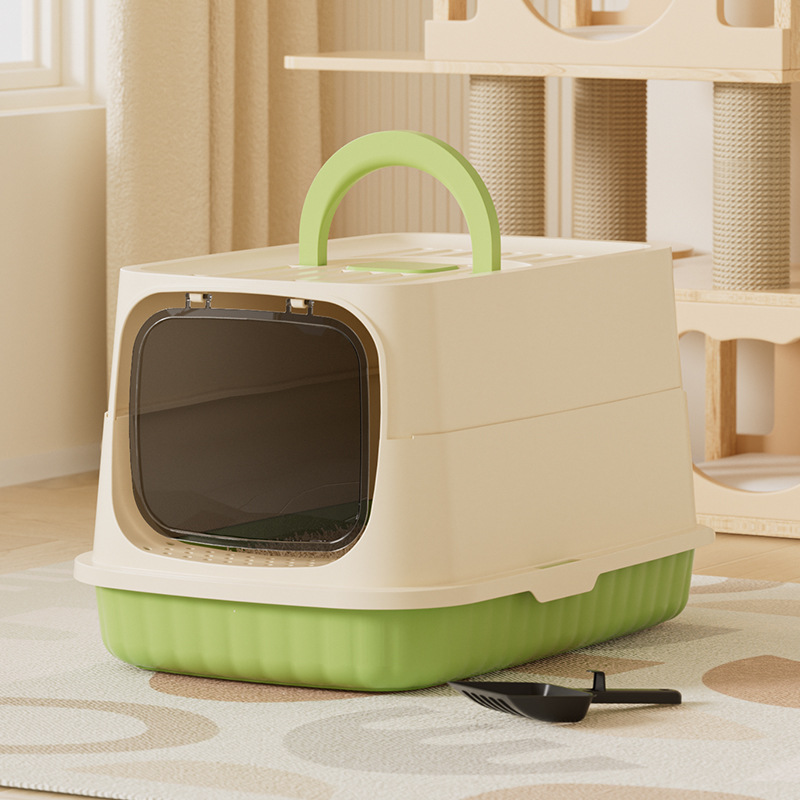 Gran tamaño totalmente cerrado a prueba de salpicaduras, antiodorización y desodorización, inodoro para gatos Big Mac desmontable y limpio, lavabo para gatos