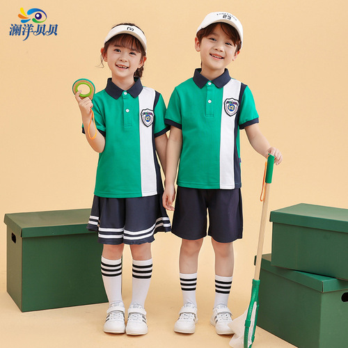 Lanyang Beibei Primary School Uniform Children's Summer Sports Set Kindergarten Uniform Class Uniform Manufacturer Wholesale Customization