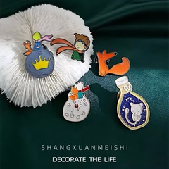 Cartoon Fun Deeply Affectionate Little Prince and Fox Alloy Pin Badge for Students (Boys and Girls) Clothing Bag Packaging Accessory