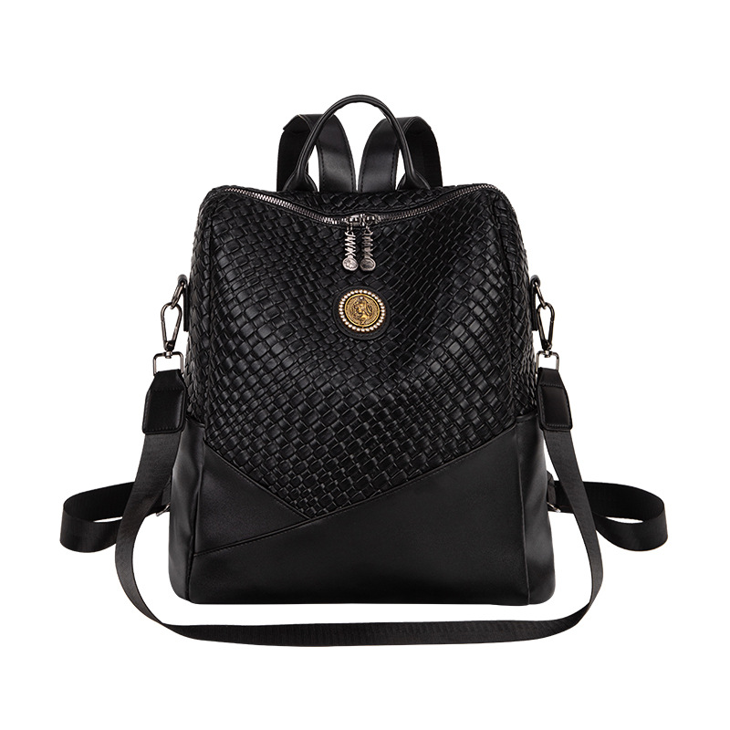 2024 nuevo tejido suave Mochila De Cuero urbano simple multiusos bolso de hombro de gran capacidad estudiante femenino al por mayor