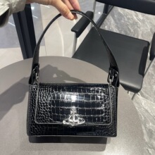 西太后女包2025新款辣妹漆皮鳄鱼纹法棍包链条百搭单肩腋下土星包