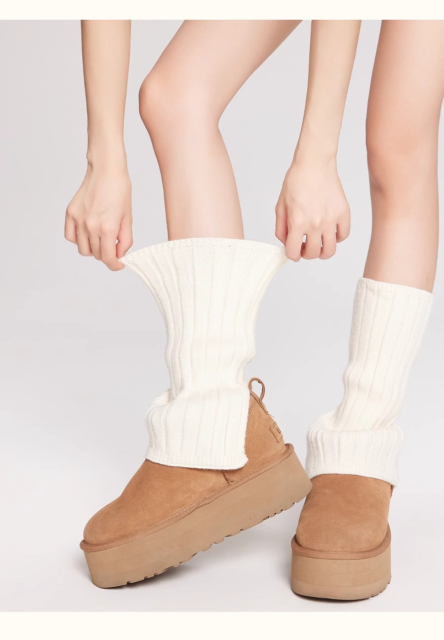 Scaldamuscoli, mucchio di calzini, calzini lavorati a maglia in filato spesso, autunno e inverno, caldi, spessi, maniche al polpaccio, calzini bianchi con spacchi laterali Y2k_voghion.com