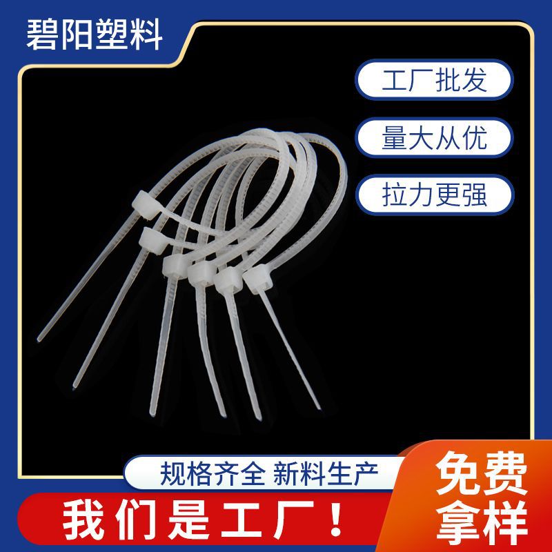 更强拉力非标自锁式吊牌尼龙扎带 PA66黑白色100mm尼龙扎带束线带