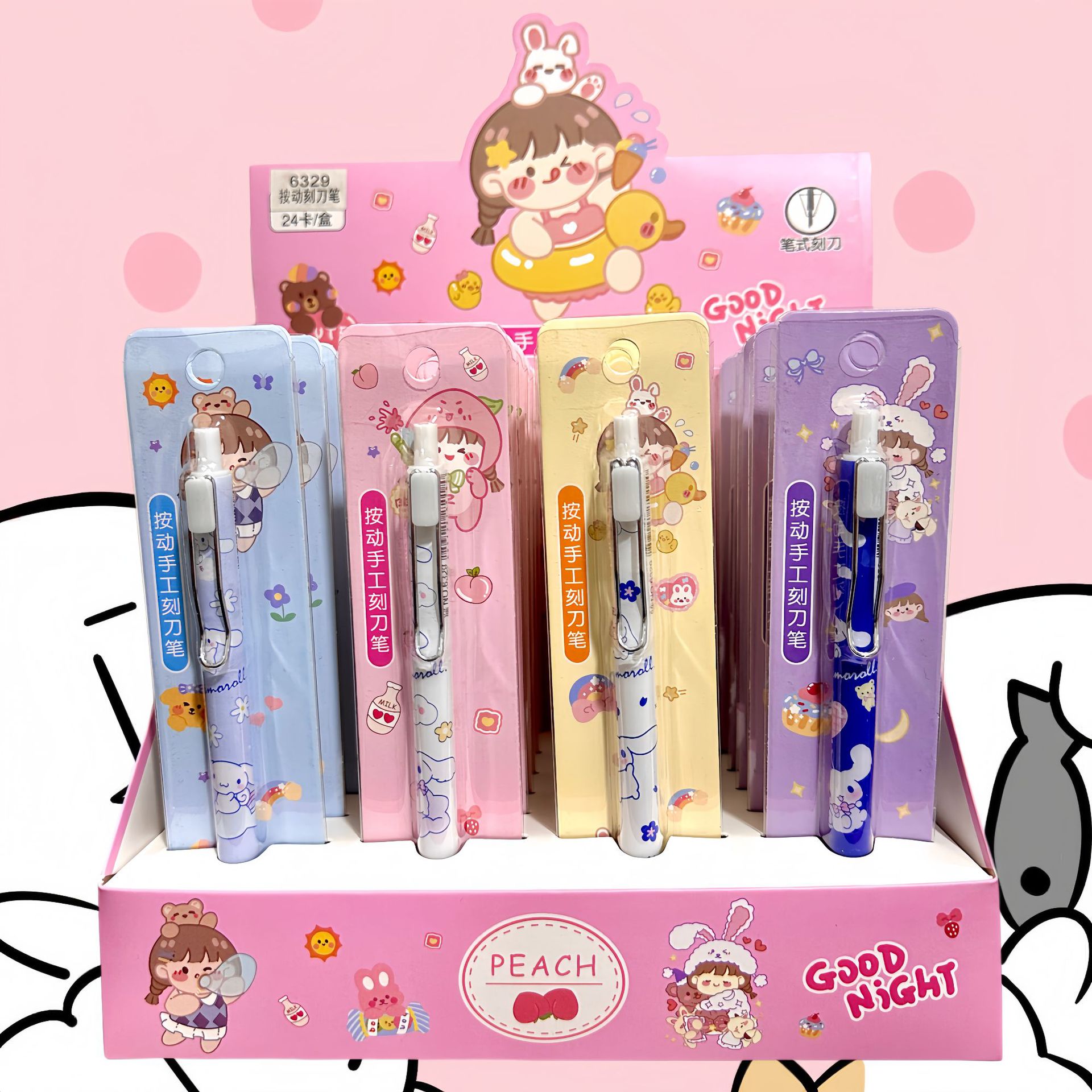 dibujos animados presionar bolígrafo presionar chicas lindas de alto valor facial DIY pegatinas de cuchillo especial tipo bolígrafo