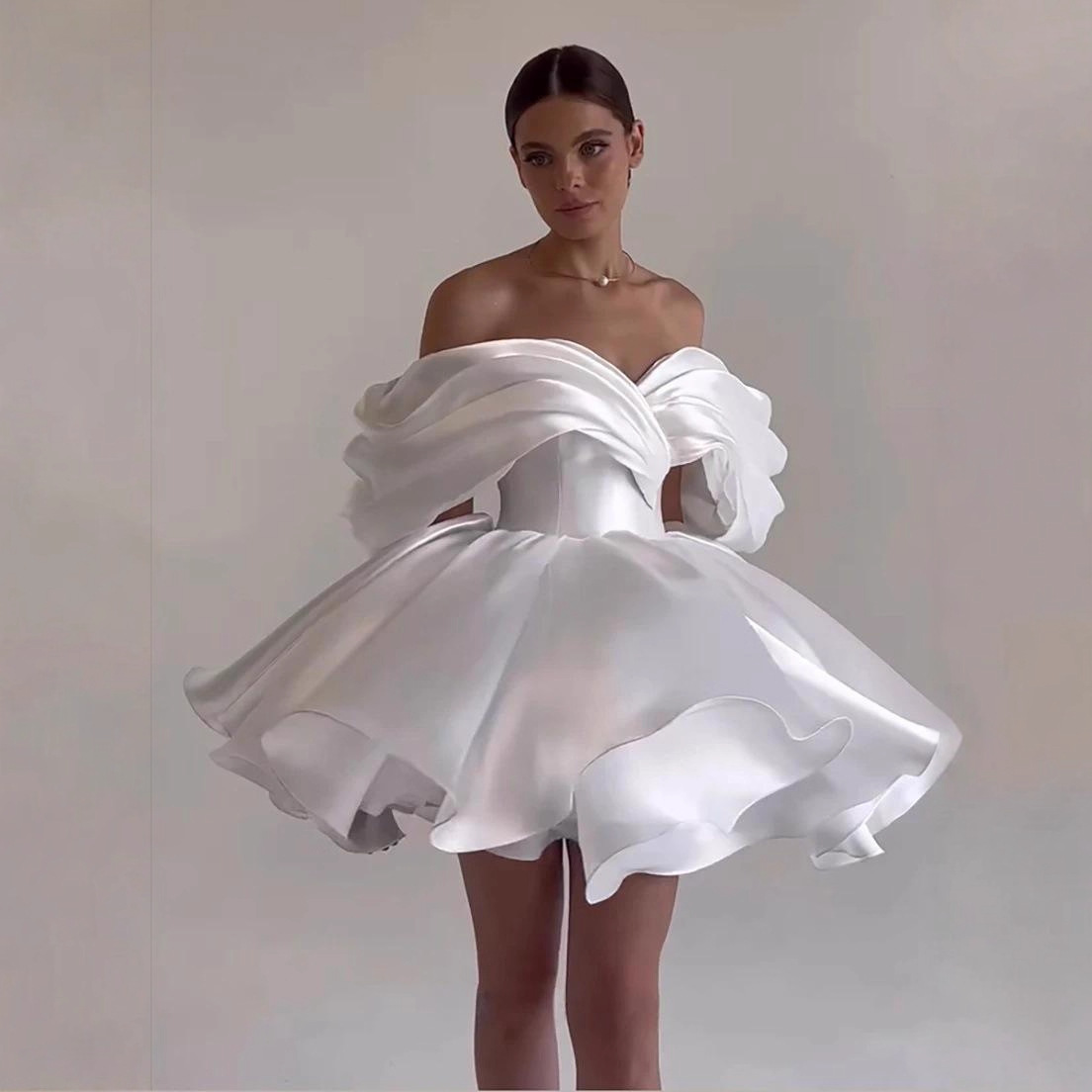 Cross-Border Birthday Dress 2026 Aliexpress Short Light Wedding Dress Ball Gown Party High-End Photo Shoot Dress