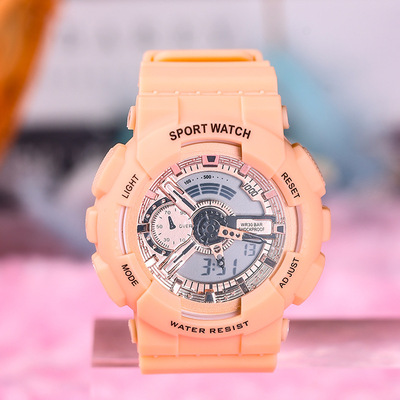 抹茶绿手表女ins风情侣表学生简约韩版网红独角兽防水双显电子表