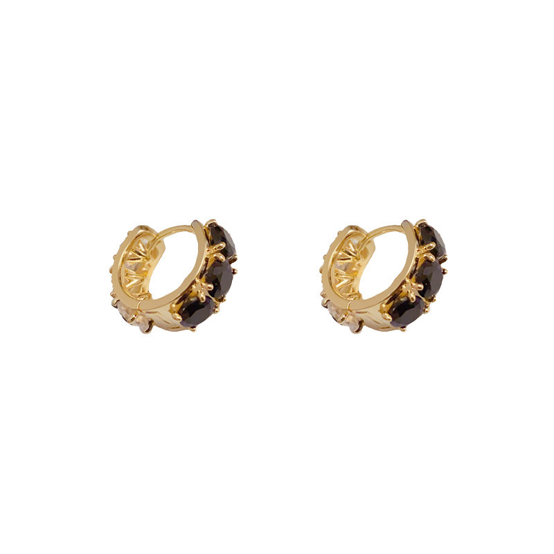 Two-color earrings with zircon