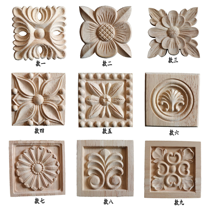 [Supply] Solid Wood Carved Square, European Furniture Decorative Accessories, Background Wall Cabinet and Wardrobe Decals